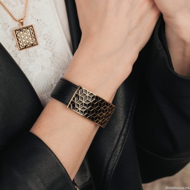 Браслет Fiore Luna, на кожаном черном ремешке, CB03209-4 G